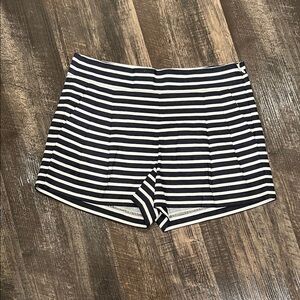 J. Crew High Waist Striped Shorts - Navy and White
